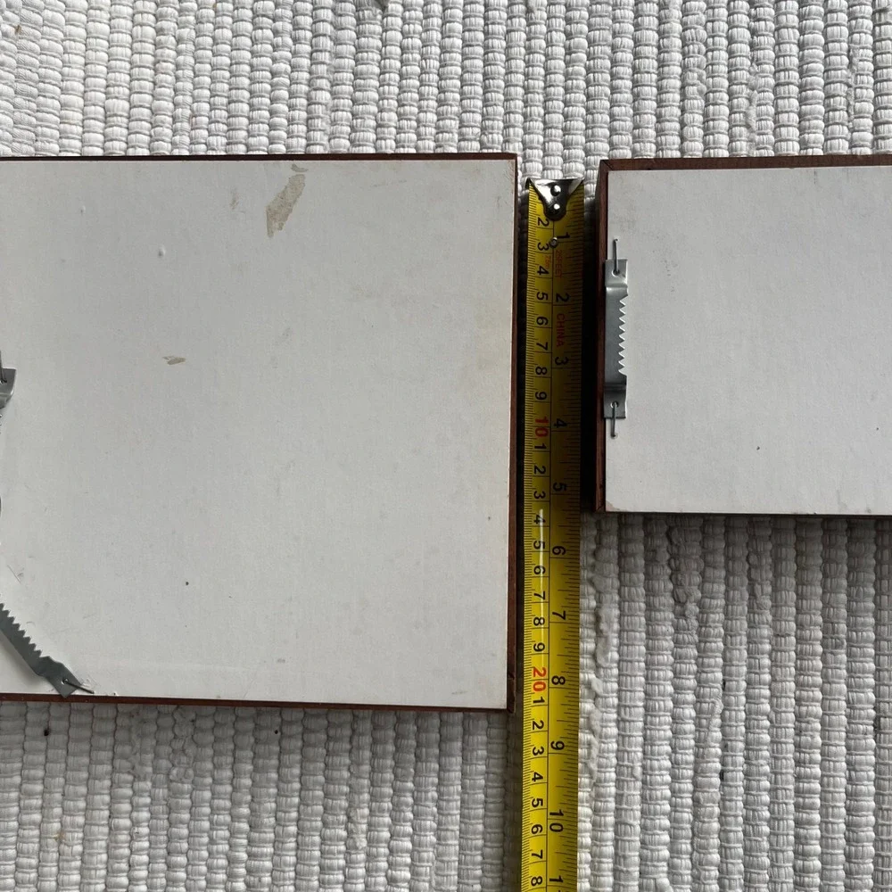 Vintage Wood Shadow Box Wall Mirrors Set of 2 Square Rectangular Brown Tiered